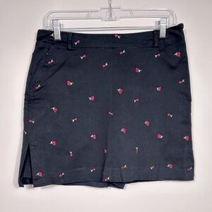 Tehama Nancy Hale Golf Skort Size 6 Navy Cherry Embroidered Cotton Blend